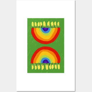 Rainbow Chanukiah Green Print Posters and Art